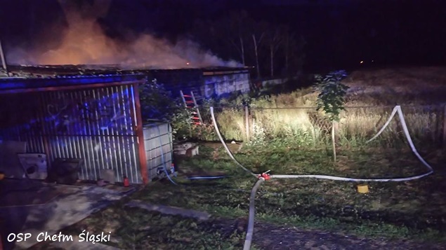 POŻAR BUDYNKU GOSPODARCZEGO W CHEŁMIE ŚLĄSKIM POŻAR BUDYNKU GOSPODARCZEGO W CHEŁMIE ŚLĄSKIM