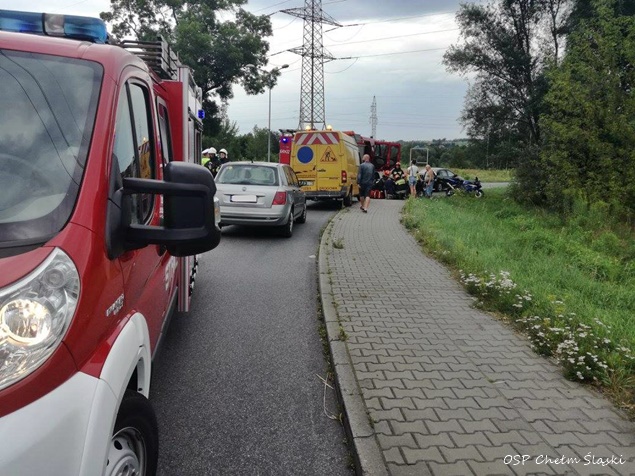 ZDERZENIE OSOBÓWKI Z MOTOCYKLEM W CHEŁMIE MAŁYM ZDERZENIE OSOBÓWKI Z MOTOCYKLEM W CHEŁMIE MAŁYM