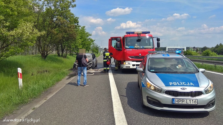 WYPADEK MOTOCYKLISTY I POŻAR SAMOCHODU NA TRASIE S1 WYPADEK MOTOCYKLISTY I POŻAR SAMOCHODU NA TRASIE S1